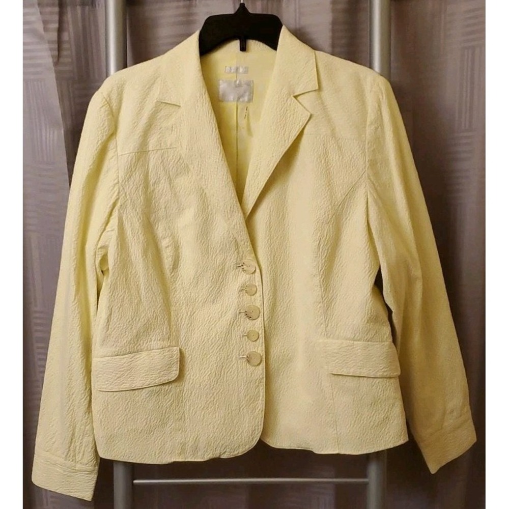 Mifresia Women's‎ Large Yellow 5 Button Stretch Blazer